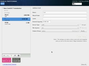 Install CentOS 7 - Manual Partitioning (Partitioning 2)