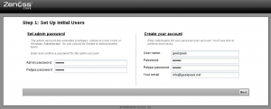 Picture 2 - Install Zenoss Monitoring Server - Set administrator password and a new user account