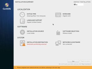 Install CentOS 7 - Installation Summary