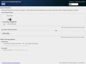 Install CentOS 7 - Installation Destination (Partitioning 1)
