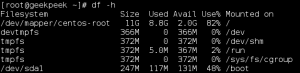 Check root partition free space